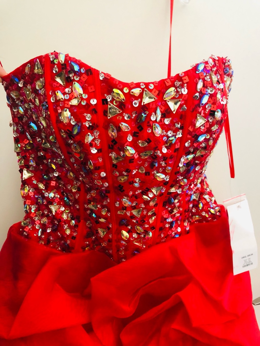 Girls' Red Jeweled Party Dress